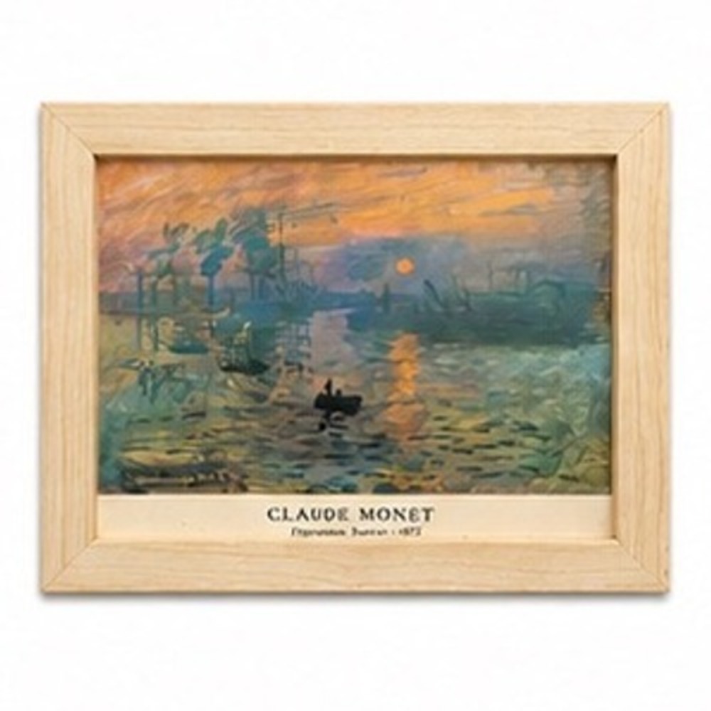 Claude Monet Impression Sunrise 1872 Framed Art Print Light Wood Frame 8x6
